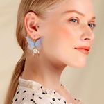 Butterfly Pearl Drop Dangle Earrings Photo 0