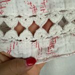 Lilla P White and Red Patterned Blouse with Lace Detail Photo 2