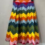 Collectif Malibu Rainbow Chevron Swing Zigzag Knee Len Skirt Size XXS 2 1950s Green Photo 2