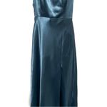 Birdy Grey  Shiny Satin Kensie One Shoulder Maxi Gown Dress French Blue Small Photo 7