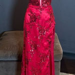 Women’s Red Mermaid Fit Prom Party Dress Sparkly Sequins LaceUpBack Size 2 *READ Photo 0