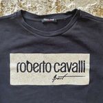 Roberto Cavalli  Sport Metallic Logo Pullover Crew‎ Neck Black Sweatshirt- XS Photo 4