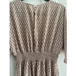 Andthewhy  Deep V Neck Leaf Pattern Maxi Dress‎ Medium Smocked Waist Retro Trad Photo 7