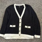 Tahari  Black and White V-Neck Cardigan Photo 0