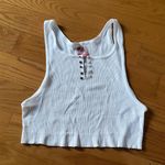 Hanes Safety Pin White Ribbed Crop Tank Photo 0