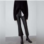 ZARA  Black Faux Leather High-Waisted Flare Pants Size Medium Bloggers Favorite Photo 3