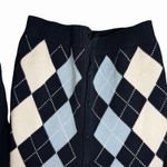 Brandy Melville  Womens OS Argyle Cardigan Navy Blue 100% Cotton Preppy Ivy Style Photo 4