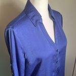 EXPRESS Women’s Portofino Slim Fit Long Sleeve Button Up Notch Neck Satin Blouse Photo 4