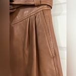 Massimo Dutti  Tan Leather A-Line Skirt Photo 2