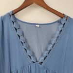 Amazon Boho Dress XL Blue Lace Crochet Trim Flowy Midi Casual Party Tiered Ruffle Rodeo Photo 5