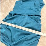Lulus  Mini Dress Women's L Teal Blue Satin One Shoulder Ruched Sleeveless New Photo 8