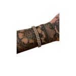 Rhinestone Stretch Cuff Bracelet Gemstones Silver Tone Bling Glam Photo 4