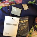 ASOS Curve Pleated High Neck Halter Midi Dress sz 14 Navy Summer Floral Print Blue Photo 9