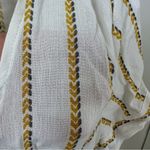 One Clothing  White and Gold Button Front Peplum Blouse Size Small Photo 7