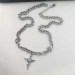 CZ Star Pendant Necklace for Men Women Streetwear Punk Hip Hop Unisex Style Silver Photo 4