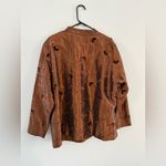 Laura Ashley VTG  Button Down Pattern Shiny Blouse Long Sleeve Brown Size XL 2X Photo 7