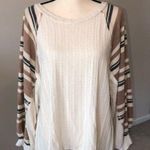143 Story Womens Size Medium Knit Top Mixed Media Balloon Sleeve Sweater Top Photo 1