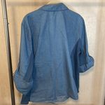 Ny Collection NY‎ Collection Blue 3/4 Sleeve Wide Button Cuffs Ribbed Sides Blouse No Size Tag Photo 2