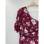 La Maison Talulah Cannes Burgundy Floral Print One Shoulder Midi Dress Size M Red Size M Photo 3