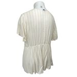 Torrid  White Striped Short Sleeve Crochet Lace-Up Crinkle Peplum Blouse Top Sz 3 Photo 1