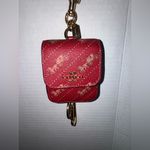 Coach Burgandy Tote 27 Horse And Carriage Dot Print With Matching Mini Charm Photo 10