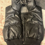 Leather puffer vest Black Size XS Photo 0