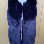 A New Day women S open front sleeveless faux fur vest navy blue Photo 0