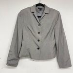 Ann Taylor Black & White Herringbone Button Down Boxy Fit Blazer Womens 10 Work Photo 0