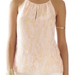 Lilly Pulitzer  Del Mar Top Pink Gold Silk Metallic Halter Tank Size XS Photo 0