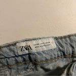 ZARA Relaxed Fit Light Wash Distressed Denim Straight Leg Jeans Buckle Back 2 Photo 8