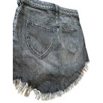 Free People Faded Black Denim Rounded Raw Hem Fringe Mini Skirt Bailey Size 27 Photo 9