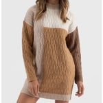 Blu Pepper  Colorblock Long Sleeve Sweater Dress Photo 1