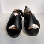 Aerosoles Polina Black Leather Criss Cross Platform Block Heel Sandals 10.5M Photo 1