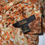 Reba  Orange Print Faux Wrap Scrunched Side Stretch Knit Short Sleeve Blouse Med Photo 8