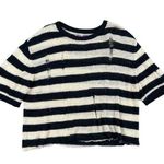 Urban Outfitters  - Distressed Ripped Striped Knit Top in Tan & Black Photo 0