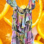 Bisou Bisou  Sleeveless Blouse‎ Blue/Yellow/Pink Size LG Photo 0