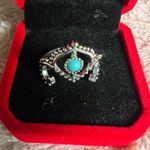 Vintage Boho Style Faux Turquoise Stainless Steel Ring Size 7 Silver Photo 1