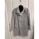 ZARA Women Light Gray Wool Blend Coat Asymmetrical Collar Button Front M Photo 2
