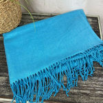 Pashmina  Blue Fringe Trim Rectangular Thin knit Scarve Scarf Photo 0