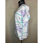 tshirt floral plaid white purple teal roller sleeve 1980s Size XL Photo 3