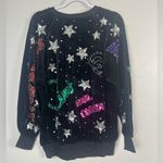 Vintage Bonnie Boerer Black Velour Beaded Sequin Hollywood Sweatshirt 80s med Photo 4