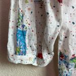 Vilagallo 100% Linen Tropical Cocktail Print 3/4 Sleeve Blouse EU 42 10 L White Size L Photo 6