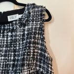 Eliza J  Black White Black Fringe Tweed Sleeveless Lined Dress size 14 Photo 7