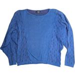 Vtg 1980s Divine Knits by Judit Blue Cotton Geometric Knit Pullover Sweater L Size L Photo 0