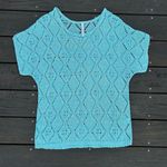 Leo & Nicole Crochet Blue Short Sleeve Knit Top Cover Up Size XL Photo 0