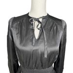 American Vintage Vintage 70s Black Satin long sleeve Blouse chic retro neutral minimalist Photo 1