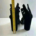 Material Girl ‎ Women’s Shoes Sandals Block Heels Suede Black Size 6 Photo 7