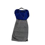 Enfocus Studio Dress Straight Midi Pleated Front Womens Size 10 royal blue/ Blac Blue Photo 8
