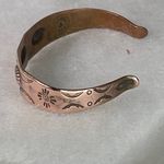 Bell VTG  Copper stamped etched western cuff bracelet Aztec Photo 2