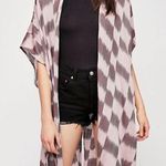 Free People Morning Glow Kimono Fringe Check Print One Size Photo 0